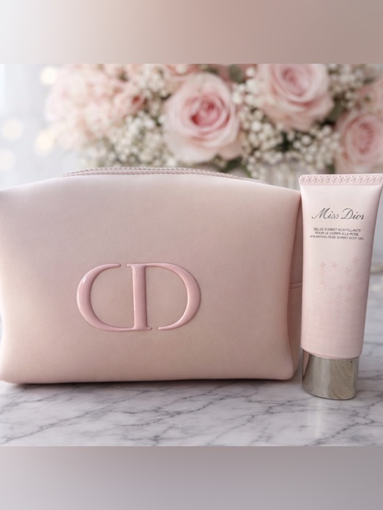 Dior Accessories - Dior Blush Pink CD Logo Cosmetic Pouch with MISS DIOR body gel
